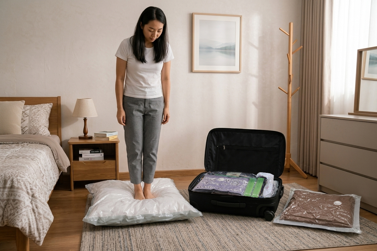Packing barang lebih ringkas sebelum pindahan dengan vacuum bag Wenbo
