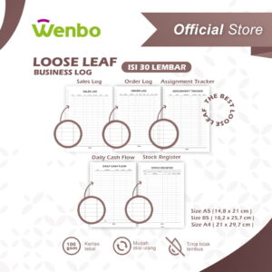 Wenbo HVS 100gsm Loose Leaf : Business Log (Size A5, B5, A4) / Kertas Binder Isi Ulang Pembukuan Pembelian Penjualan Kas